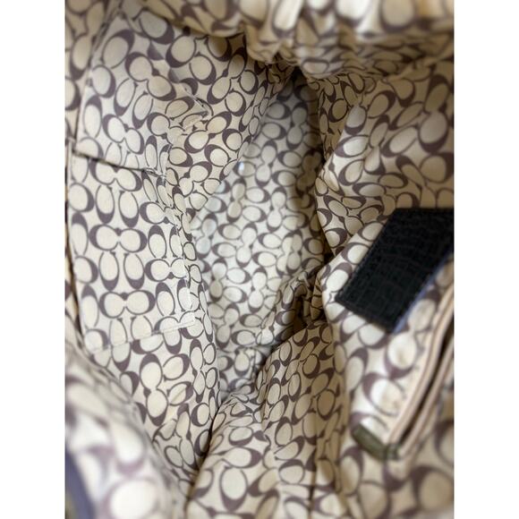 Coach 1941 Croc Embossed Patent Leather Tote Large Dark Brown Shoulder Bag - Picture 7 of 10